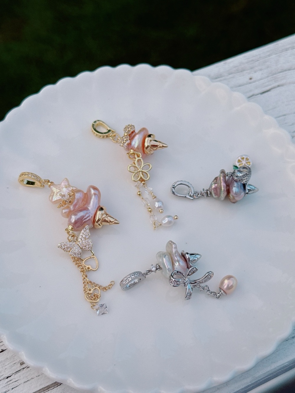 26P480 Handmade Freshwater Baroque Pearl Ice cream Cone Detachable Pendants - Picture 3 of 4